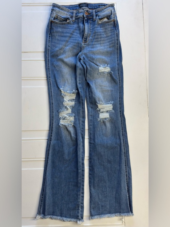 Judy Blue Denim - Judy Blue Womens Sz 5/27 Medium Wash Blue Distressed Boot Cut Denim Jeans